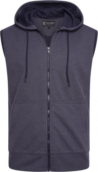 Kam Jeans 7077 Textured Interlock Sleeveless Hoodie Indigo - φούτερ/Φούτερ με κουκούλα - φούτερ/Φούτερ με κουκούλα ανδρικά μεγάλα μεγέθη 