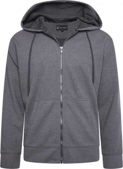 Kam Jeans 7078 Textured Interlock Hoody Charcoal - φούτερ/Φούτερ με κουκούλα - φούτερ/Φούτερ με κουκούλα ανδρικά μεγάλα μεγέθη 