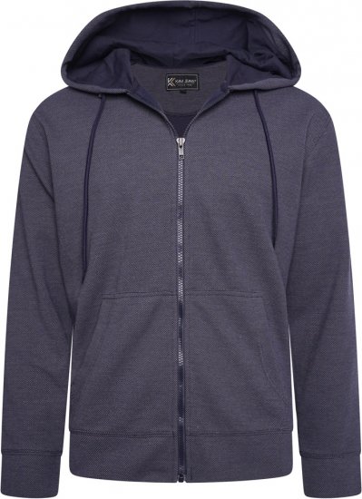 Kam Jeans 7078 Textured Interlock Hoody Indigo - φούτερ/Φούτερ με κουκούλα - φούτερ/Φούτερ με κουκούλα ανδρικά μεγάλα μεγέθη 