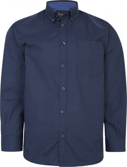 Kam Jeans P018 Premium Dobby Print Long Sleeve Shirt Navy - Πουκάμισα - Aνδρικά πουκαμισα μεγαλα μεγάλα μεγέθη
