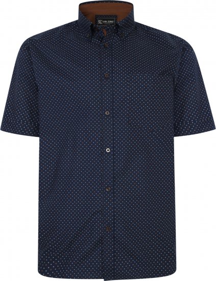 Kam Jeans P019 Premium Floral Short Sleeve Shirt Navy - Πουκάμισα - Aνδρικά πουκαμισα μεγαλα μεγάλα μεγέθη