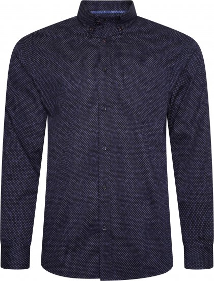 Kam Jeans P021 Premium Two Tone Digital Print Long Sleeve Shirt Indigo - Πουκάμισα - Aνδρικά πουκαμισα μεγαλα μεγάλα μεγέθη