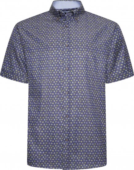 Kam Jeans P033 Premium Floral Print Short Sleeve Shirt Navy - Πουκάμισα - Aνδρικά πουκαμισα μεγαλα μεγάλα μεγέθη