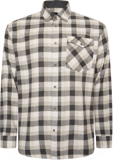 Kam Jeans P040 Premium Flannel Retro Check Shirt Charcoal - Πουκάμισα - Aνδρικά πουκαμισα μεγαλα μεγάλα μεγέθη