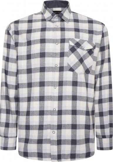 Kam Jeans P040 Premium Flannel Retro Check Shirt Indigo - Πουκάμισα - Aνδρικά πουκαμισα μεγαλα μεγάλα μεγέθη