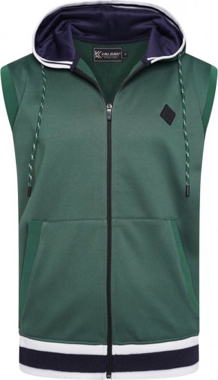 Kam Jeans TS005 Retro Tracky Set (Shorts/Sleeveless Hoodie) Racing Green - Όλα τα ρούχα - Pούχα aνδρικά μεγάλα μεγέθη 2XL-14XL
