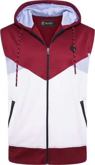 Kam Jeans TS006 Retro Pannelled Tracky Set (Shorts/Sleeveless Hoodie) Red - Όλα τα ρούχα - Pούχα aνδρικά μεγάλα μεγέθη 2XL-14XL