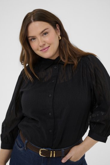 Kaffe Curve Gabby Πουκάμισο με κοντύτερα μανίκια Μαύρο - Πουκάμισα - 