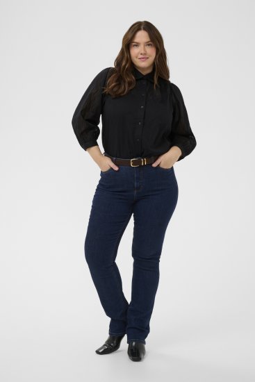 Kaffe Curve Gabby Πουκάμισο με κοντύτερα μανίκια Μαύρο - Πουκάμισα - 