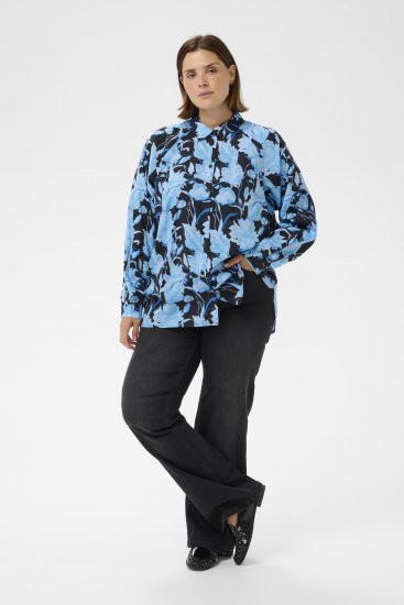 Kaffe Curve Sasja Πουκάμισο με μακρύ μανίκι Blue Snake Flower - Πουκάμισα και τουνίκ - 