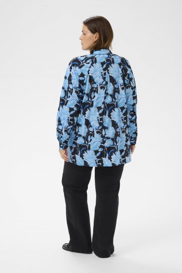 Kaffe Curve Sasja Πουκάμισο με μακρύ μανίκι Blue Snake Flower - Πουκάμισα και τουνίκ - 