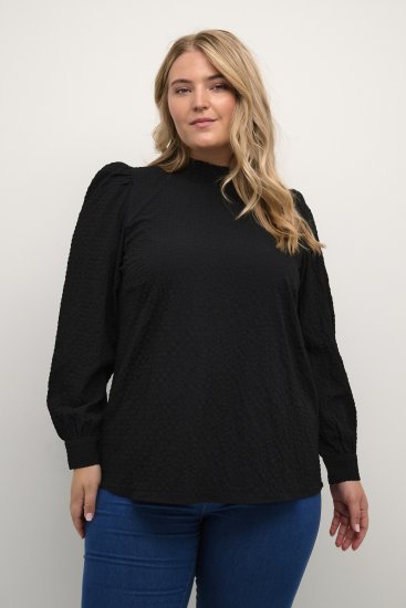 Kaffe Curve Ditta Smock Μπλούζα Βαθύ Μαύρο - Πουκάμισα και τουνίκ - 
