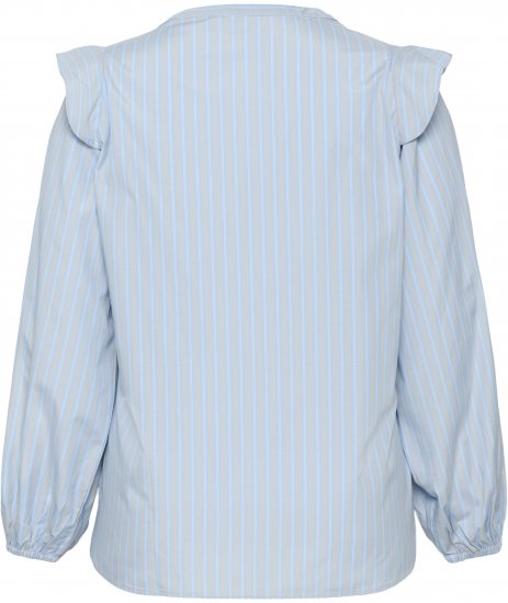 Kaffe Curve Lenia Flounce Shirt Powder Blue Stripe - Πουκάμισα - 