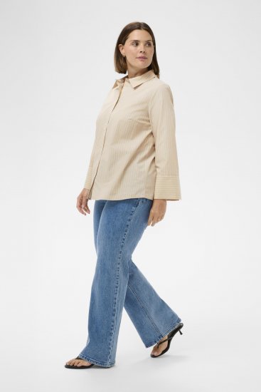 Kaffe Curve Josa Shirt Feather Grey Stripe - Πουκάμισα - 