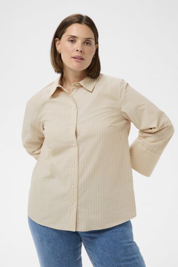 Kaffe Curve Josa Shirt Feather Grey Stripe - Πουκάμισα - 