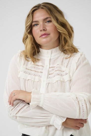 Kaffe Curve Jessa Shirt Long Sleeve White - Πουκάμισα - 