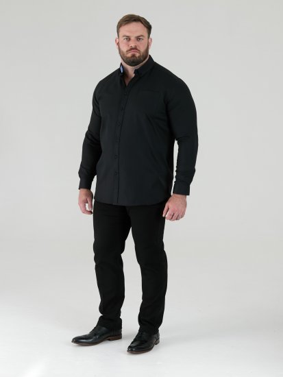 D555 Richard Oxford Πουκάμισο Με Μακριά Μανίκια TALL Μαύρο - TALL Πουκάμισα - 