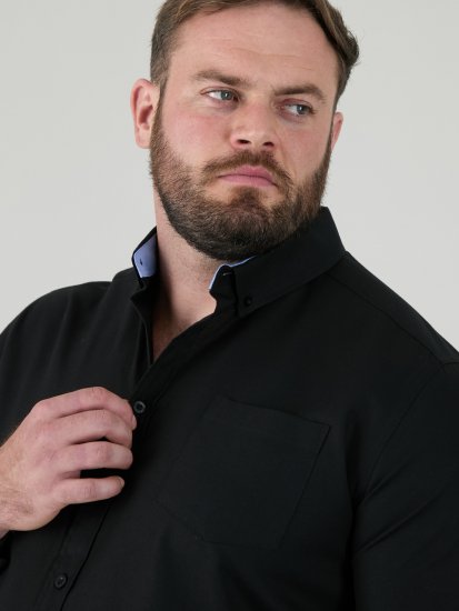 D555 Richard Oxford Πουκάμισο Με Μακριά Μανίκια TALL Μαύρο - TALL Πουκάμισα - 