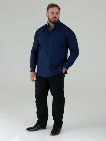D555 Richard Oxford Πουκάμισο Με Μακριά Μανίκια TALL Μπλε Ναυτικό - TALL Πουκάμισα - 