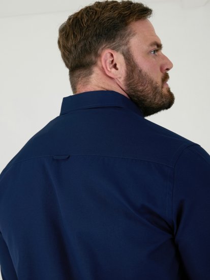D555 Richard Oxford Πουκάμισο Με Μακριά Μανίκια TALL Μπλε Ναυτικό - TALL Πουκάμισα - 