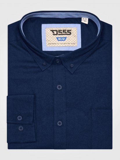 D555 Richard Oxford Πουκάμισο Με Μακριά Μανίκια TALL Μπλε Ναυτικό - TALL Πουκάμισα - 