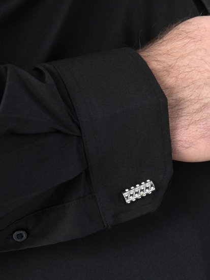 D555 Oliver Ελαστικό Πουκάμισο Με Μακριά Μανίκια Ανθεκτικό Στους Λεκέδες Χωρίς Σιδέρωμα Μαύρο - Πουκάμισα - Aνδρικά πουκαμισα μεγαλα μεγάλα μεγέθη