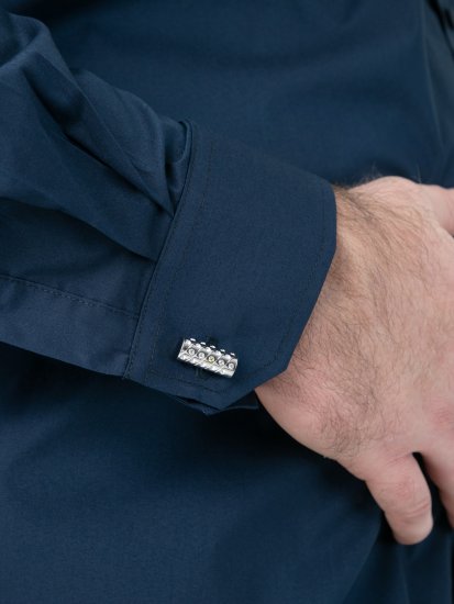 D555 Oliver Ελαστικό Πουκάμισο Με Μακριά Μανίκια Ανθεκτικό Στους Λεκέδες Χωρίς Σιδέρωμα Μπλε Ναυτικό - Πουκάμισα - Aνδρικά πουκαμισα μεγαλα μεγάλα μεγέθη