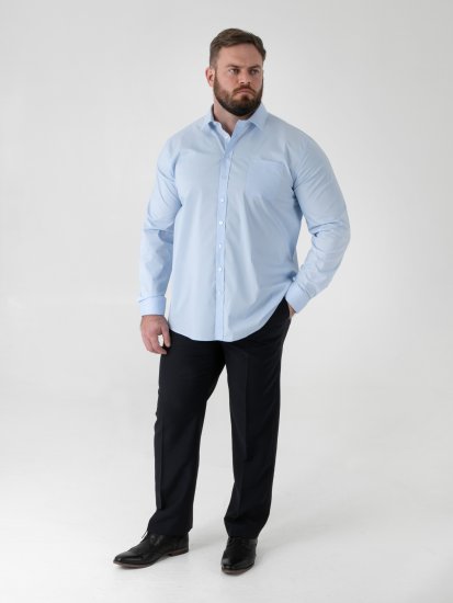 D555 Oliver Ελαστικό Πουκάμισο Με Μακριά Μανίκια Ανθεκτικό Στους Λεκέδες Χωρίς Σιδέρωμα Γαλάζιο - Πουκάμισα - Aνδρικά πουκαμισα μεγαλα μεγάλα μεγέθη