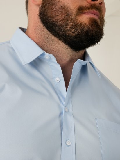 D555 Oliver Ελαστικό Πουκάμισο Με Μακριά Μανίκια Ανθεκτικό Στους Λεκέδες Χωρίς Σιδέρωμα Γαλάζιο - Πουκάμισα - Aνδρικά πουκαμισα μεγαλα μεγάλα μεγέθη