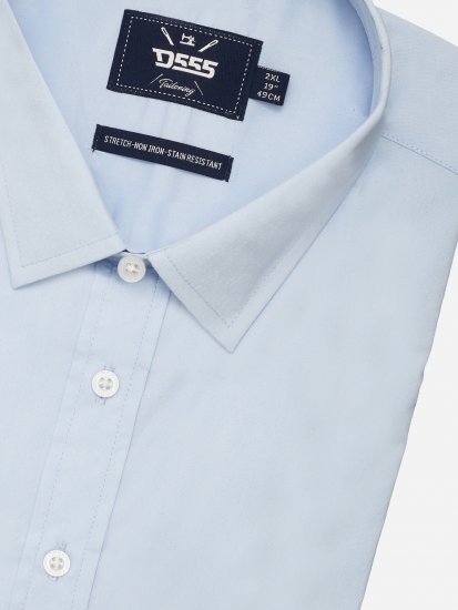 D555 Oliver Ελαστικό Πουκάμισο Με Μακριά Μανίκια Ανθεκτικό Στους Λεκέδες Χωρίς Σιδέρωμα Γαλάζιο - Πουκάμισα - Aνδρικά πουκαμισα μεγαλα μεγάλα μεγέθη