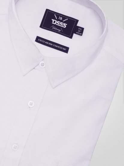 D555 Oliver Ελαστικό Πουκάμισο Με Μακριά Μανίκια Ανθεκτικό Στους Λεκέδες Χωρίς Σιδέρωμα Λευκό - Πουκάμισα - Aνδρικά πουκαμισα μεγαλα μεγάλα μεγέθη