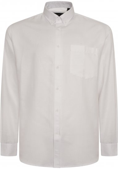 Kam Jeans P020 Premium Long sleeve Oxford Shirt White - Πουκάμισα - Aνδρικά πουκαμισα μεγαλα μεγάλα μεγέθη