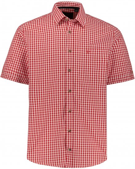 JP1880 Shirt Traditional Checked Short Sleeve Red - Πουκάμισα - Aνδρικά πουκαμισα μεγαλα μεγάλα μεγέθη