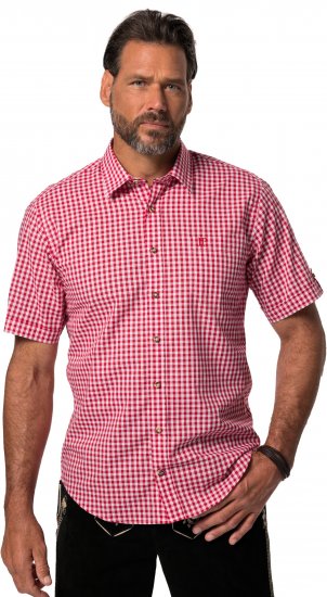JP1880 Shirt Traditional Checked Short Sleeve Red - Πουκάμισα - Aνδρικά πουκαμισα μεγαλα μεγάλα μεγέθη
