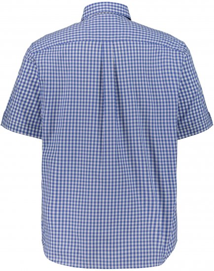 JP1880 Short Sleeve Check Print Traditional Shirt Blue - Πουκάμισα - Aνδρικά πουκαμισα μεγαλα μεγάλα μεγέθη