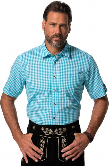 JP1880 Shirt Traditional Short Sleeve Turquoise - Πουκάμισα - Aνδρικά πουκαμισα μεγαλα μεγάλα μεγέθη