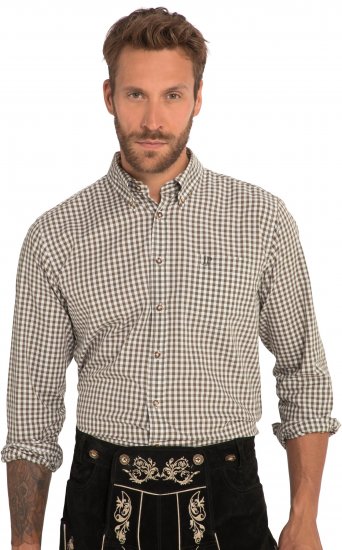 JP1880 Shirt Checked Traditional Long Sleeve Olive Green - Γιορτινά ρούχα - Γιορτινά ρούχα – Για να γιορτάζεις με στυλ και άνεση