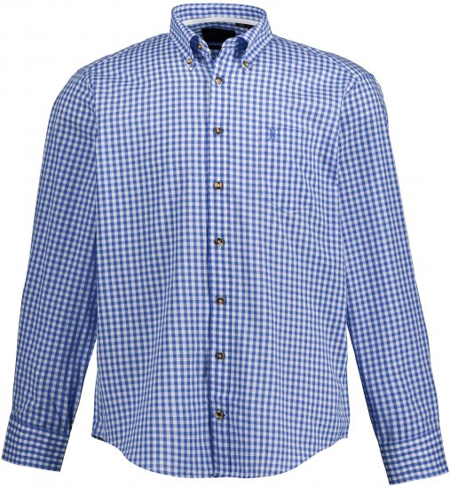 JP1880 Shirt Traditional Checked Long Sleeve Blue - Πουκάμισα - Aνδρικά πουκαμισα μεγαλα μεγάλα μεγέθη
