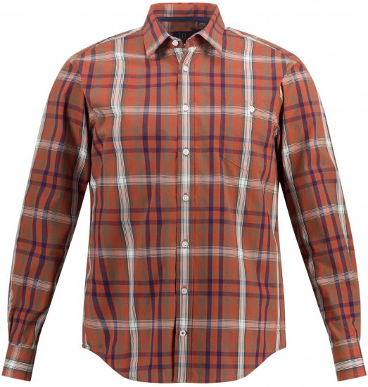 JP1880 Shirt Long Sleeve Checked Dark Orange TALL - ΑΝΔΡΙΚΑ ΡΟΥΧΑ MT-6XLT - Μεγέθη TALL