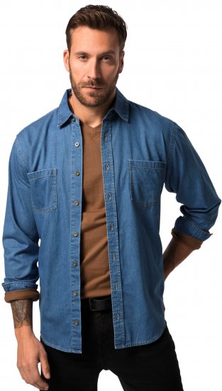 JP1880 Shirt Denim Long Sleeve Blue TALL - ΑΝΔΡΙΚΑ ΡΟΥΧΑ MT-6XLT - Μεγέθη TALL