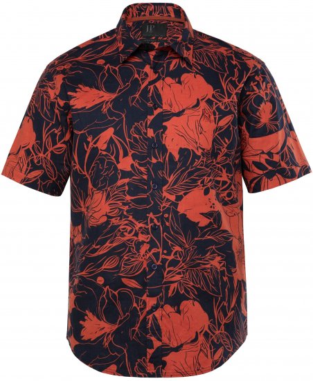 JP1880 Shirt Short Sleeve Linen Blend Red - Πουκάμισα - Aνδρικά πουκαμισα μεγαλα μεγάλα μεγέθη
