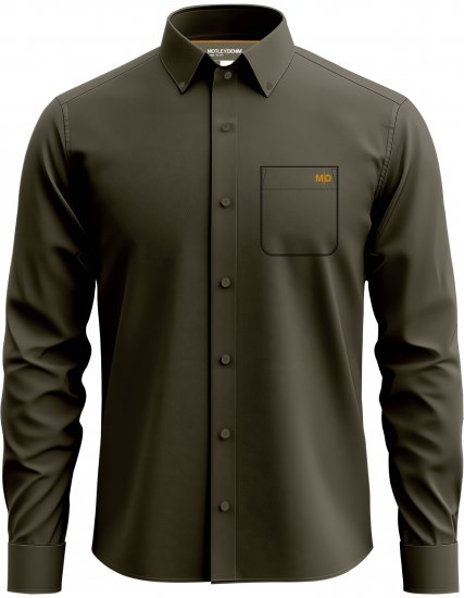 Motley Denim Lisbon Long Sleeve Shirt Dark Khaki - Πουκάμισα - Aνδρικά πουκαμισα μεγαλα μεγάλα μεγέθη