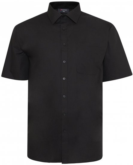 Espionage SH147 Plain Collar Short Sleeve Shirt Black - Κοντομάνικα πουκάμισα - Κοντομάνικα πουκάμισα μεγάλα μεγέθη