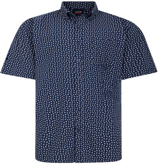 Espionage SH439 Mini Flamingo Printed Short Sleeve Shirt Navy - Πουκάμισα - Aνδρικά πουκαμισα μεγαλα μεγάλα μεγέθη