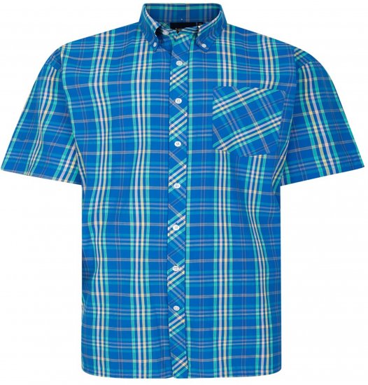 Espionage SH443 Checked Short Sleeve Shirt Royal/Mint/Lemon - Κοντομάνικα πουκάμισα - Κοντομάνικα πουκάμισα μεγάλα μεγέθη
