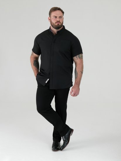 D555 James Oxford Πουκάμισο Με Κοντά Μανίκια TALL Μαύρο - TALL Πουκάμισα - 