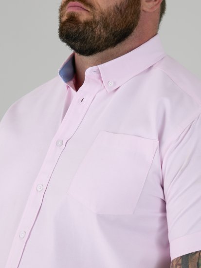 D555 James Oxford Πουκάμισο Με Κοντά Μανίκια TALL Ροζ - TALL Πουκάμισα - 