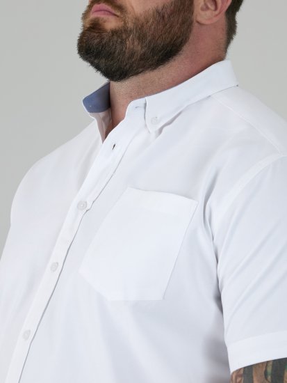 D555 James Oxford Πουκάμισο Με Κοντά Μανίκια TALL Λευκό - TALL Πουκάμισα - 