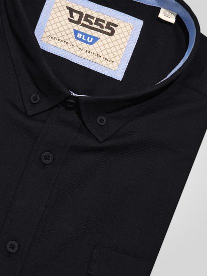 D555 James Oxford Πουκάμισο Με Κοντά Μανίκια TALL Μαύρο - TALL Πουκάμισα - 