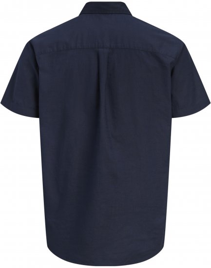 Jack & Jones Henry Slub Short Sleeve Navy - Πουκάμισα - Aνδρικά πουκαμισα μεγαλα μεγάλα μεγέθη